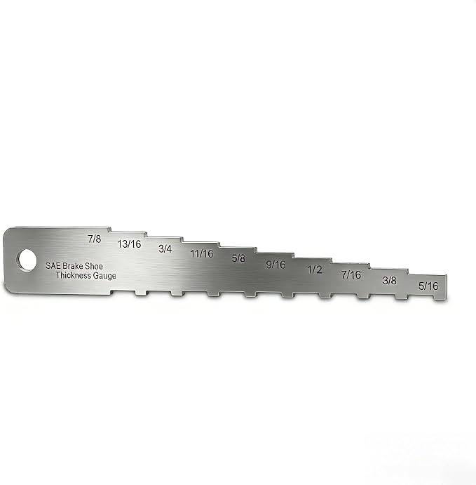 Brake Pad Measuring Tool – 16ths Brake Pad Thickness Gauge, Stainless Steel Pocket Tech Gauge, 2-in-1 Technician Gauge for Brake Lining & Drum Wear, No Need to Remove The Wheel