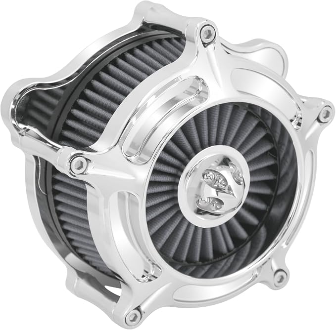 Air Cleaner Filter Aluminum Fit for Harley Touring Road King Street Glide Softail (Chrome Housing Grey Element, D For M8 Touring 17-23 Trike 17-25 Softail 18-24)
