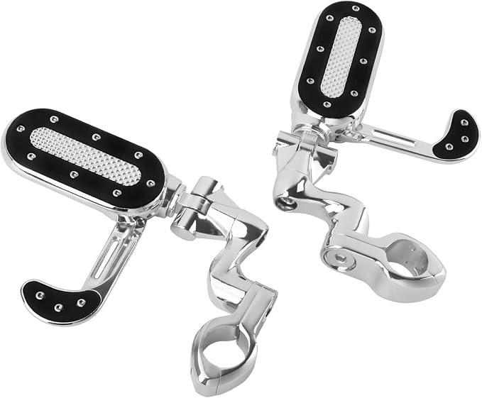 Motorcycle Highway Pegs with Flip-out Heel Rests Fit for Harley Touring Road Glide Street Glide Road King Electra Glide Sportster, Highway 1.25" Engine Guard Foot Pegs Chrome