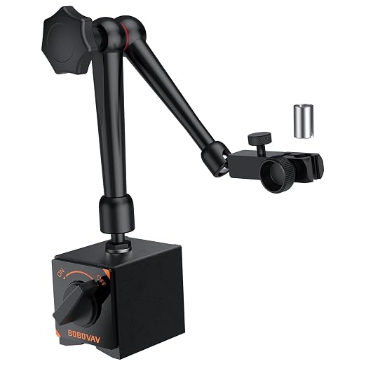 Magnetic Base Stand Holder for Dial Indicator - 176lbs/80kg Max Pull, 3 Adjustable Joints, 3/8 Inch Steel Stable Holder for Machine Tool Processing & Precision Inspection