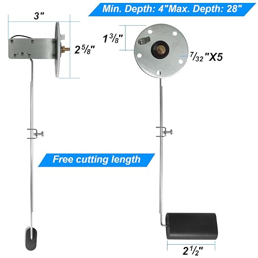 Marine Fuel Tank Sending Unit,Boat Fuel Sending Unit for Marine 4-28 Inch Depth RV Car Truck Tanks 33-240ohms Gas Gauge Water Tank Level Sender