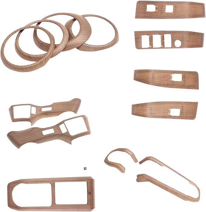 14PCS Full Set Interior Decoration Trim Kit Compatible with Toyot@ Tacoma 2016-2022 Central Control Dashboard Frame Cover Shift Knob Cover Air Vent Trim Cover Window Button Cover (Pear Wood Grain)