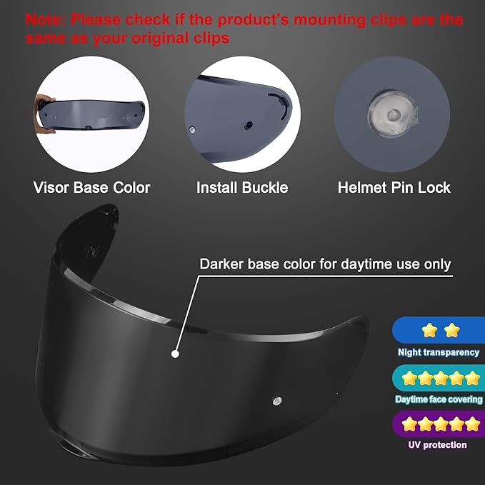 PSLER Sedici Strada 2 Visor - Sedici Strada 2 and Strada 3 Face Shield Motorcycle Helmet visor for Sedici Strada 2 Strada 3 FF801 FF397,Deep Black Visor