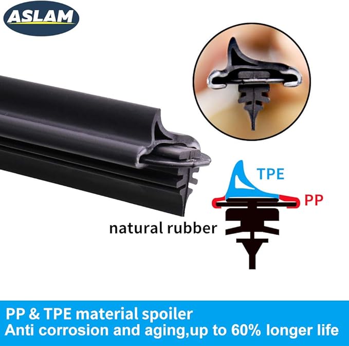 ASLAM 22" 19" Front Windshield Wiper Blades 2 Pack, Streak-Free & Quiet Durable Natural Rubber,All-Season Automotive Replacement Windshield Wiper Blades