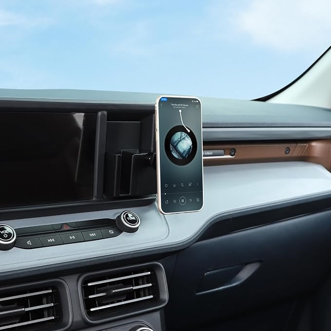 Car Dashboard Hidden Screen Drawer Organizer with Magnetic Suction Phone Holder Compatible with Ford Maverick 2022-2024, Multimedia Display Right Side Panel Storage Box Dash Cubby Insert Accessories