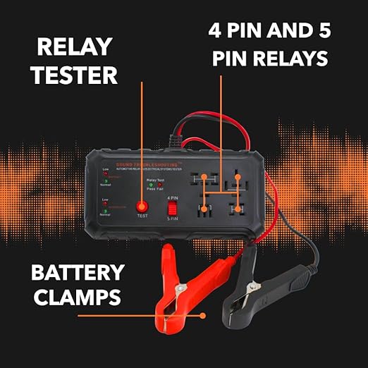 12V Automotive Relay Tester, Car Battery & Alternator Test Kit | Relay Switch & Circuit Inspector | Tests 4 & 5 Pin Relays | Battery Tester | Alternator Tester | Sound Troubleshooting | Patented
