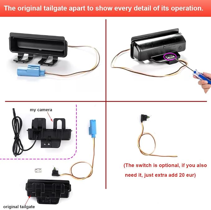 Super HD Car Backup Camera Reverse Parking vehichle Camera Replacement for Mercedes Benz Smart Fortwo Cabrio Coupe 451 2007/01-2021/12 Waterproof Night Vision