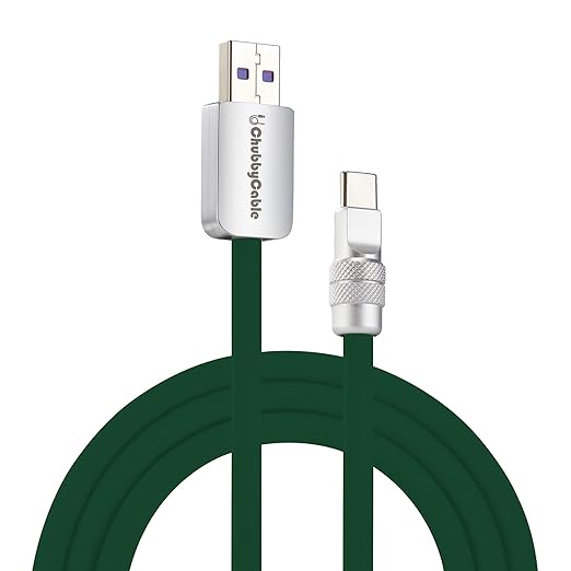 chubbycable Chubby 2.0 USB C 120W Fast Charging Cable Silicone Soft Durable USB C Cable Extra Thick Charger Cord Compatible with iPhone 17-15 Series iPad, Dark Green, USB-A to Type-C, 3.3FT