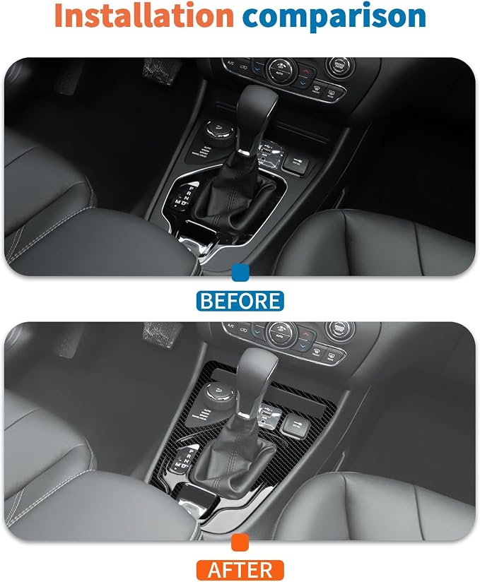JeCar 2pcs Black Carbon Fiber Interior Trim Kit for 2019-2022 Jeep Cherokee Interior Accessories