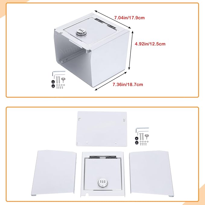 Car Center Console Lock Safe Box Armrest Storage Compatible with Toyota Tacoma 2016-2023 Center Console Lock Box Armrest Security Organizer Tray Vault with 3 Digit Combo Password Insert Accessories