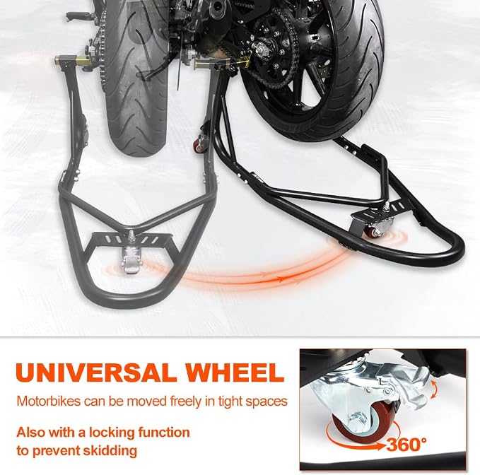Xitomer Mobile Paddock Motorcycle Stand Dolly, Universal Motorcycle Lift, Adjustable Motorcycle Stand Lift Motorcycle Wheel Stand