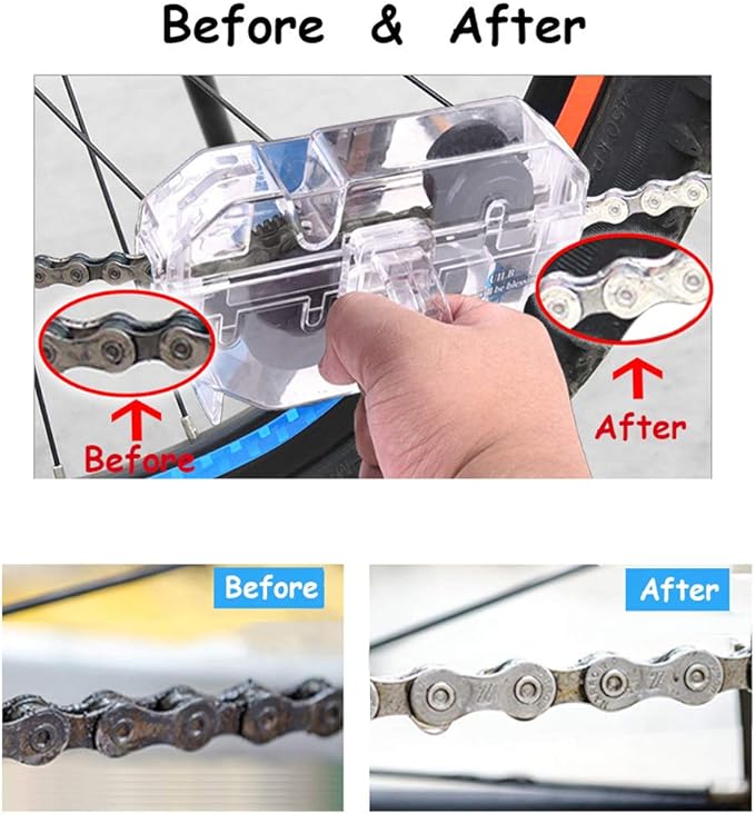 Bike Chain Scrubber Set - Bicycle Chain CLEANING AGENT- 10 OZ Bike Chain Cleaner, Bicycle Durable Chain Gear Wheel Cleaning Brush Kit