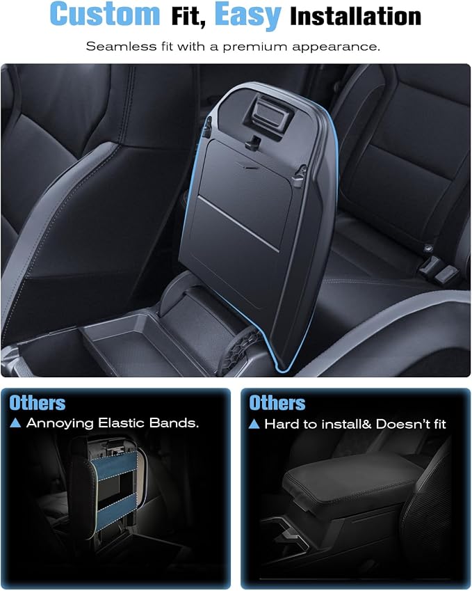 For 2025~2026 Mitsubishi Outlander (Not Fit Outlander Hybrid&Sport) 2-in-1 Silicone Center Console Armrest Cover&Armrest Hidden Privacy Tray - [OEM Design&Friendly Liquid Silicone Rubber] - Thin Black