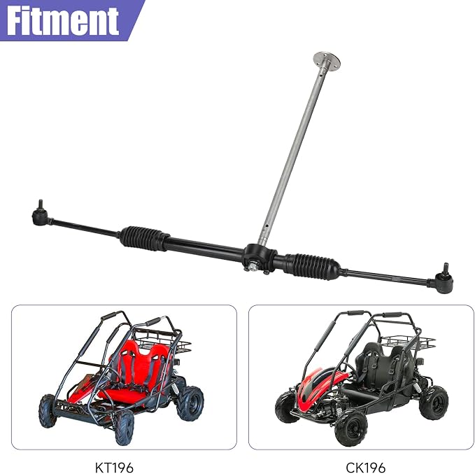 KT196 Go Kart Steering Gear Assembly Kit with Steering Wheel Compatible with Coleman CK196 196cc Kandi 110cc Gas Powered 4 Wheeler DIY Go Cart Parts