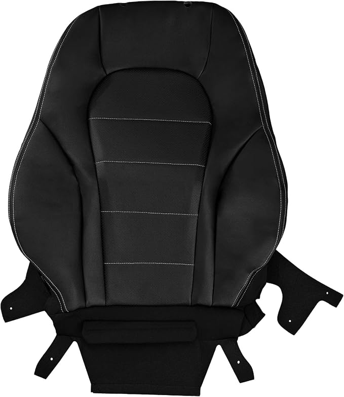 Driver Side Bottom & Top Back Black Perforated Leather Seat Cover Fit for 2015-2021 Mercedes Benz C-Class C200 C250 C300 C350 C350e C400