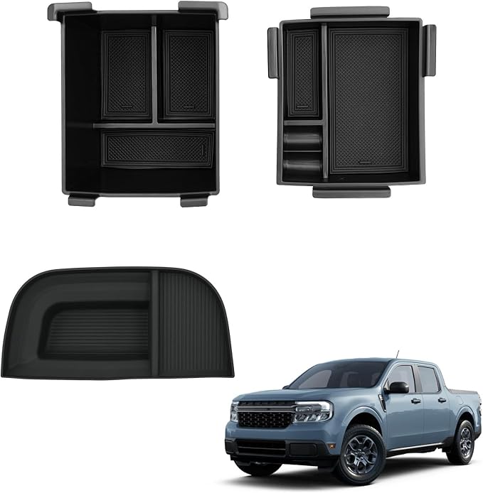 Center Console Organizer Bundle with 2022-2024 Ford Maverick (Not for 2025 2026) Dashboard Storage Organizer Silicone Dash Insert Tray Dashboard Storage Box for 2023 Maverick Accessories