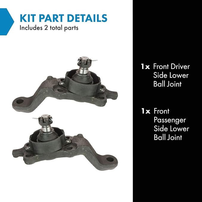 TRQ Front Lower Driver and Passenger Side Ball Joint Set Compatible with 04-07 Toyota Sequoia 04-06 Tundra