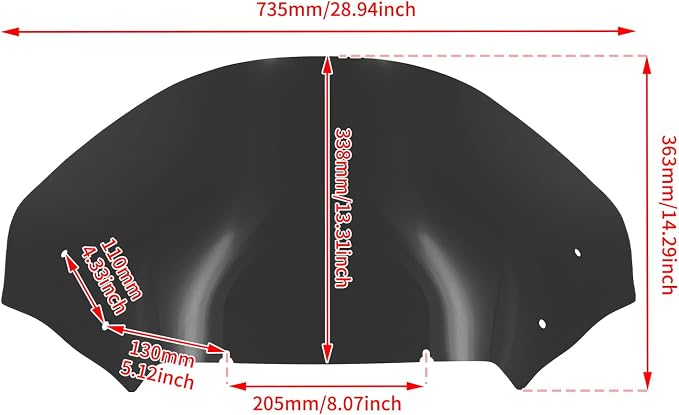 Road Glide Windshield 13.5" Wave Fairing Windscreen Cover for Harley FLTRX 2024-2025, FLTRXSE 2023-2025, FLTRXSTSE 2024-2025 Black