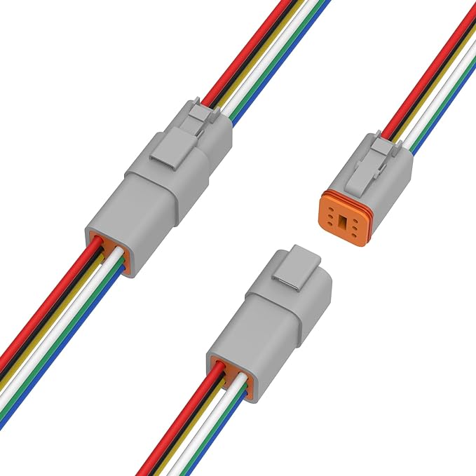 Newdeli Deutsch 6 Pin Connector Kit Waterproof Electrical Connector 16 AWG Male and Female Automotive Wire Connectors for Car Truck Boat, Dt Connector 2 Sets