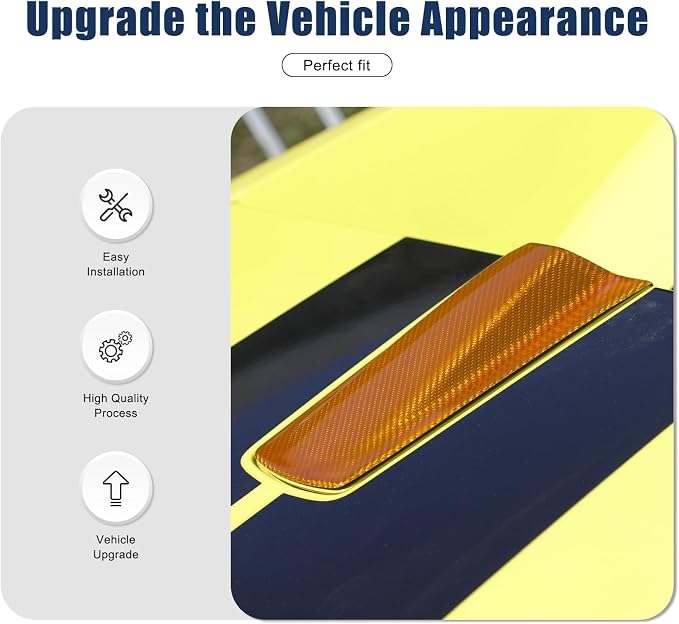 Roof Top Backup Cameras Cover Trim Compatible with C8 Corvette Convertible Z06 Z51 2020-2023 Real Carbon Fiber 1PCS Reversing Camera Protection Cover Trim Accessories (Yellow Carbon)