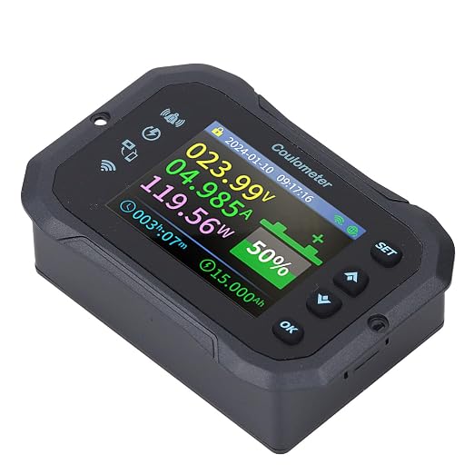 Battery Monitor Remote Control with 2.4 Inch Screen, 10-100V 400A Coulomb Meter for RV, Worldwide Remote Connection via APP, RV Battery Monitor