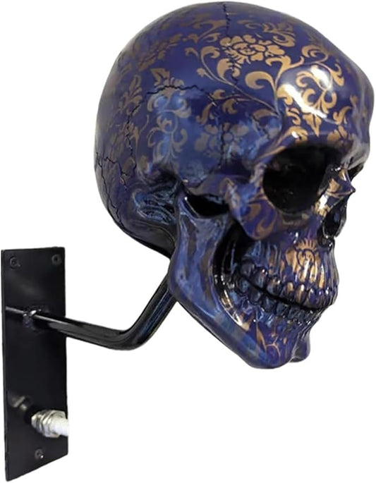 Motorcycle Helmet Skull Holder, Wall Mount Helmet Rack, Resin Crafts,Skull Helmets Holder Suitable for Motorcycle Cap, Baseball Cap, Bicycle Cap, Hat Storage Rack,Sports Gear (Type-C)