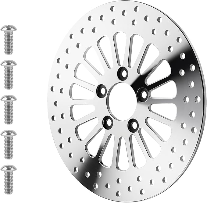 11.8" Rear Brake Rotor with Bolts Set for Harley Davidson Touring Models, for Road King/Street Glide/Road Glide/Electra Glide 2008-2022, Mirror-Polished Stainless Steel Rotors, 1 PCS Rear Rotor