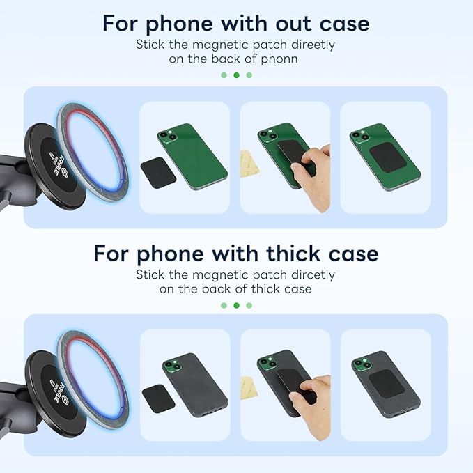 FANAUE Magnetic Car Mount Compatible with Ram Mount B Size Ball Head Anti-Theft Double Socket Arm and Bike Motorcycle Phone Holder, Suitable for 4.7-7.5" Smartphones