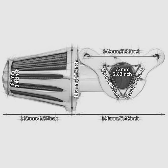 Motorcyle Air Cleaner Filter CNC 90° Forward-Facing Kit Fit for Harley Softail Touring Trike Sportster XL Dyna (Chrome Housing Red Element, C For Touring 08-16,Softail 16-17,Trike 08-16)