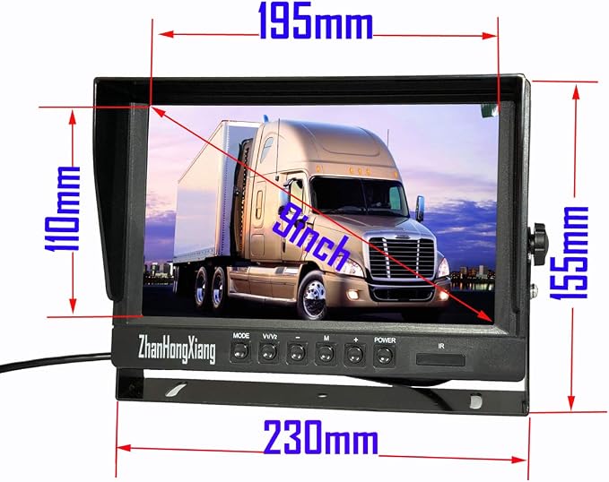 HD 1080P RV Backup Camera 9 inch DVR Monitor System,2 x 4 Pin Car Reverse Rear View Mirror Blindspot Camera + 9" IPS 2 Split Screen with 10m/20m Cable for Semi Truck Trailer Camper