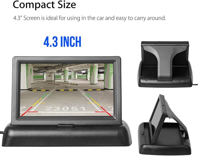 4.3 Inch Small Mini Digital Flip Down Foldable Monitor Screen for Car Truck Vehicle Rear View Reverse Parking Kits Home CCTV