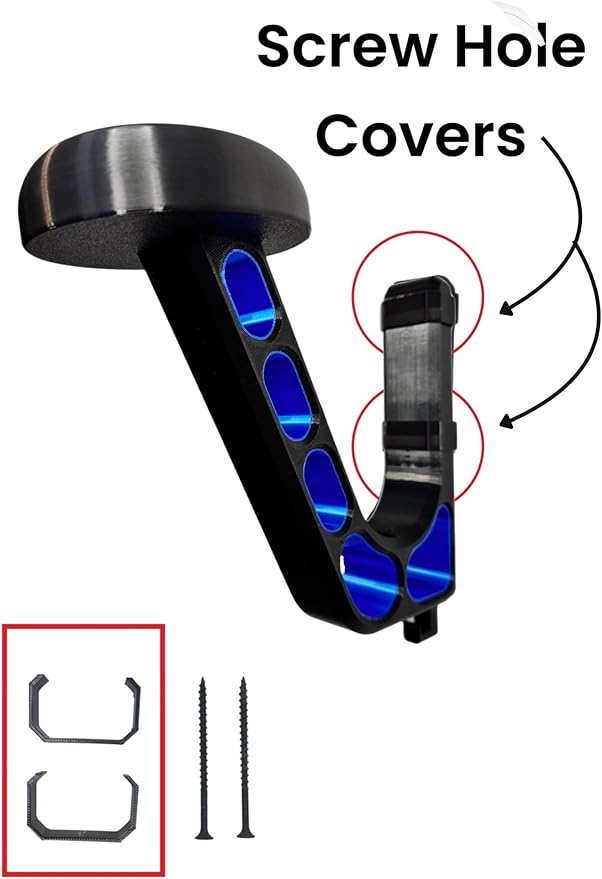 Wall Mounted Helmet Holder – Heavy Duty Motorcycle Helmet Hanger Rack for Garage Storage | Helmet Wall Mount for Motorcycle, Bicycle, Football & VR Headset | 3D Printed PETG Helmet Hook Sapphire Blue