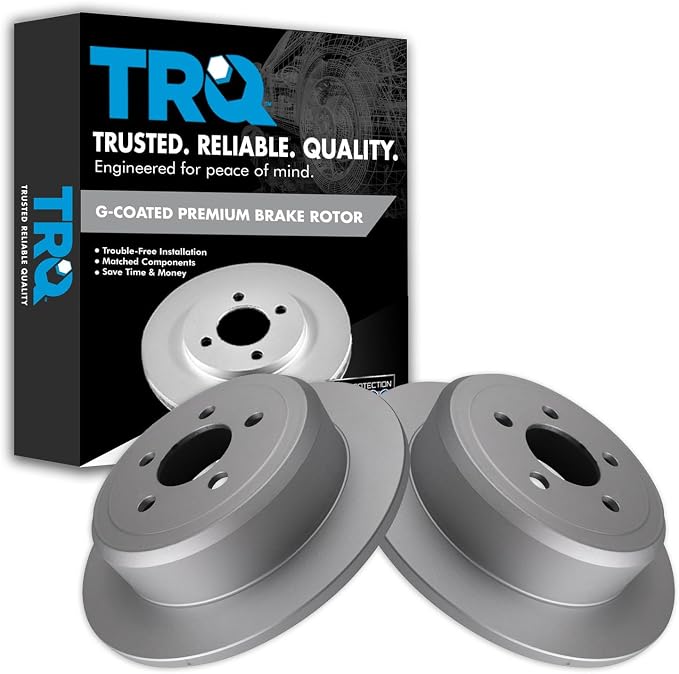 TRQ Rear Brake Rotor Set G Coated Solid Compatible with 2007-2011 Dodge Nitro 2008-2012 Jeep Liberty