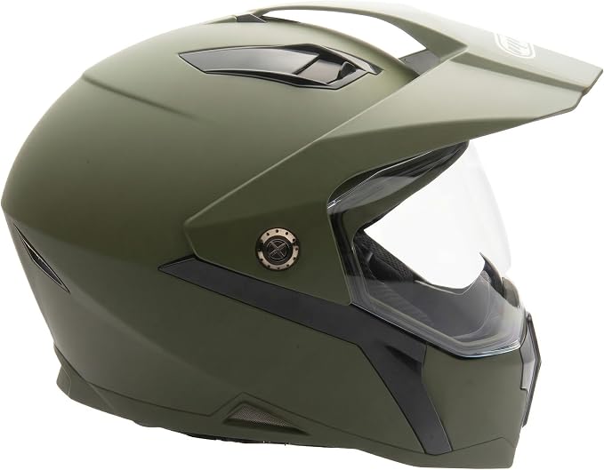 MMG Helmet Dual Sport Off Road Motorcycle Dirt Bike ATV - FlipUp Visor - Model 23 (Large, Green)