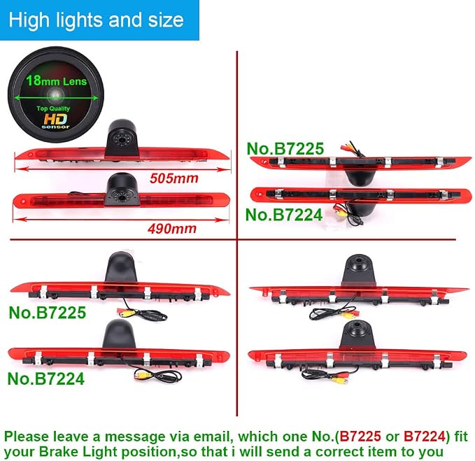 Super HD 1280x720 Pixels 1000 TV Lines 3rd Brake Light Reversing Camera Brake lamp Parking Camera Back up for Mercedes Benz Vito W447 Kasten Tourer V260 Mixto 3 ab 2014+4.3" car Reverse Screen