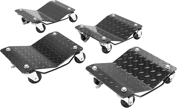VEVOR Car Wheel Dolly, 6000 lbs/2722 kg Car Moving Cart with Brakes, Set of 4 Piece, Heavy-Duty Vehicle Dolly, Moving Cars, Trucks, Trailers, Motorcycles, and Boats | 6000 lbs/2722 kg Capacity, Car Moving Cart with Brakes, Heavy-Duty Vehicle Dolly