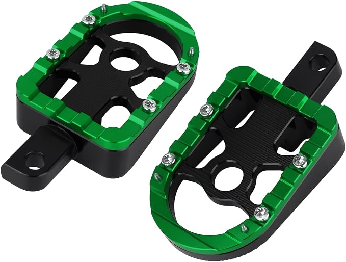 Motorcycle Floorboards Driver Passenger Footboards Wide Foot Pegs Board Pedal Compatible with Touring Electra Road Street Glide Softail Road King (Rear Floorboards-Green Edge)