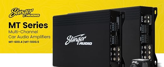 Stinger Audio MT-1000.5 Compact Digital Class D 1200W RMS 5-Channel Car Audio Amplifier with Bass Knob Remote Control, Bass Boost, HEXFET MOSFET, High/Low Pass Crossover, Subsonic Filter