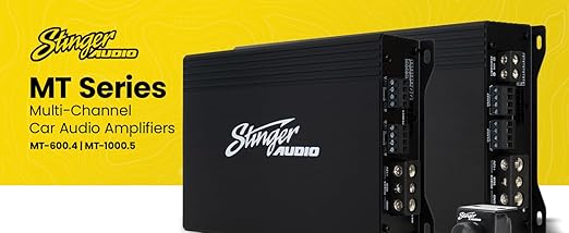 Stinger Audio MT-600.4 Compact Digital Class D 4-Channel 1000W RMS Car Audio Amplifier with Bass Knob Remote Control, HEXFET MOSFET, High/Low Pass Filter & Crossover Multiplier