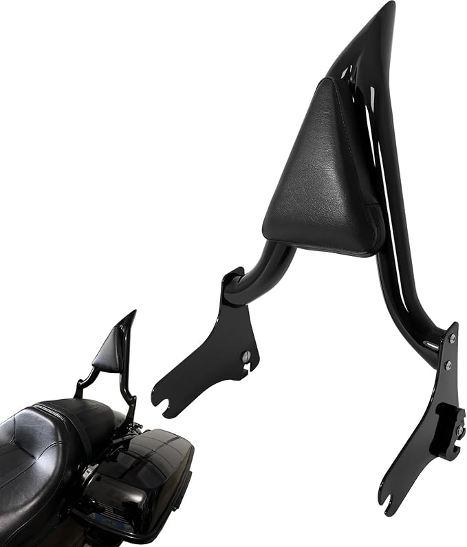 1997-2008 Detachable Backrest Sissy Bar for Harley Touring Road Glide Road King CVO Street Glide Electra Glide 97-08 Motorcycle Passenger Back Rest Pad (22" Tall Black)