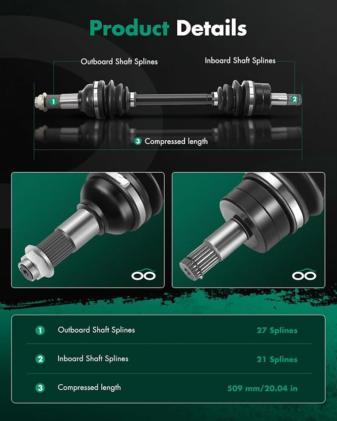 SCITOO 28P-2510F-00-00,3B4-2518E-00-00 Front Left Right CV Axle for Yamaha Grizzly 550 Grizzly 700 Kodiak 700 Kodiak 700K