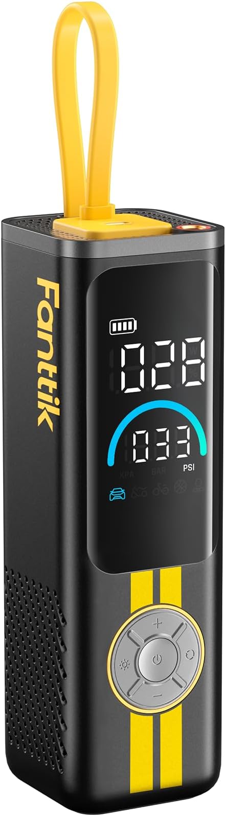 Fanttik X9 APEX Portable Air Compressor for Car Tires, 35s Fast Inflation, 150PSI Cordless Tire Inflator with Light and Power Bank, Suitable for SUV, Sedan, Motorcycle, Bike, Ball,Racing Yellow