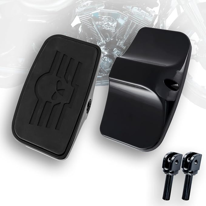 Driver Rear Passenger Footpeg Passenger Peg Floorboard Footboard for Honda Suzuki Triumph CBR Gold wing GSX M109 M50 M90 VS650 Rocket (Skull, GlossBlack)