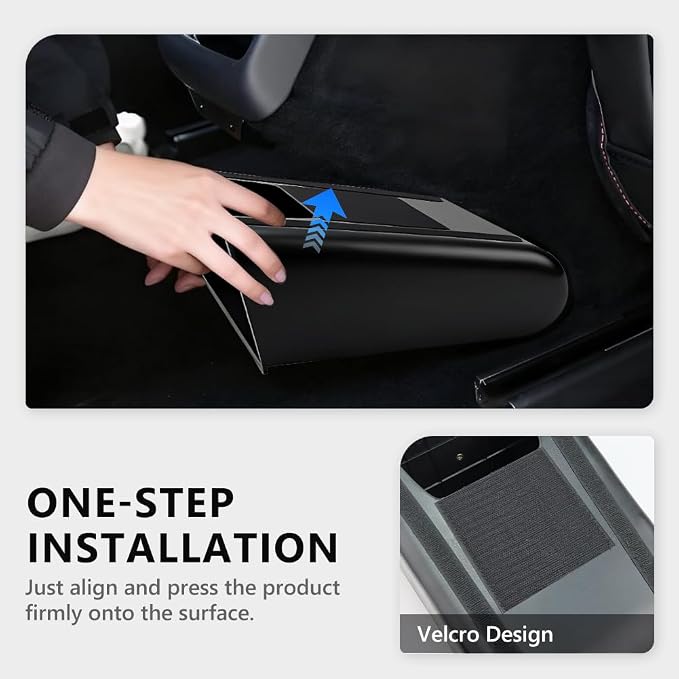 Rear Trash Can Compatible with 2024 2025 Model 3 Highland (Not for 2017-2023 Model 3), [Magnetic Lid] TPE Garbage Can Bin Accessories, Rear Center Console Storage Box Organizer, Black, 1 PC