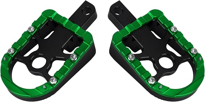 Motorcycle Floorboards Driver Passenger Footboards Wide Foot Pegs Board Pedal Compatible with Touring Electra Road Street Glide Softail Road King (Rear Floorboards-Green Edge)