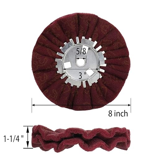 8" Non-Woven Airway Satin Buffing Wheel, 5/8" Arbor Hole | Surface Prep Wheel for Angle Grinder, Ideal for Sanding & Polishing Aluminum, Stainless Steel - 2 PCS