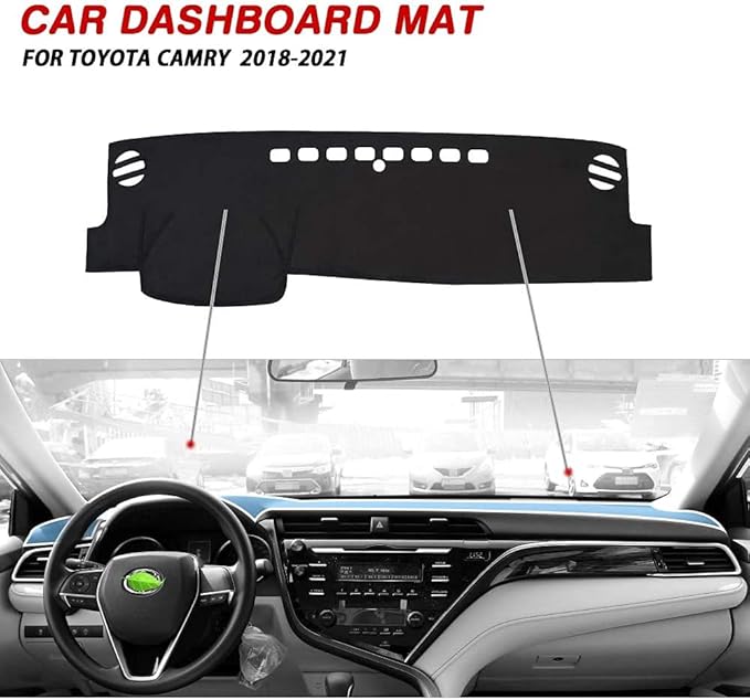Autorder Dashboard Cover Mat for 2018-2022 2023 2024 Toyota Camry Accessories Dash Cover Flannel Dash Mat Sunshade Glare UV Rays Protector (Without HUD)