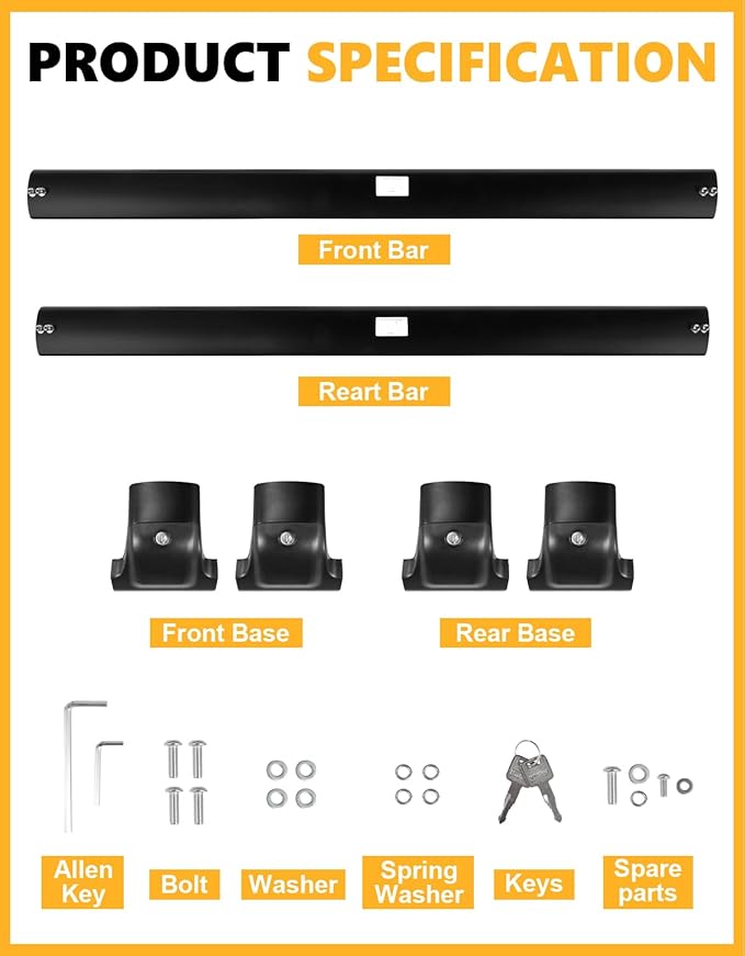 Tuyoung 260lbs Lockable Roof Rack Cross Bars Compatible with Toyota Sequoia 2023-2026 with Flush Rails，Aluminum Roof Rails Crossbars Cargo Bars Canoe Kayak Car Snowboard Rooftop Cargo Carrier Luggage
