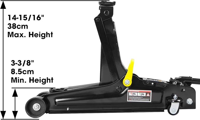Torin TORT825051 Hydraulic Low Profile Trolley Service/Floor Jack with Single Piston Quick Lift Pump, 2.5 Ton (5,000 lb) Capacity, Black, Medium