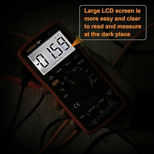 Auto Ranging Digital Multimeter TRMS 6000 with Battery Alligator Clips Test Leads AC/DC Voltage/Account,Voltage Alert, Amp/Ohm/Volt Multi Tester/Diode (Orange & 38B)